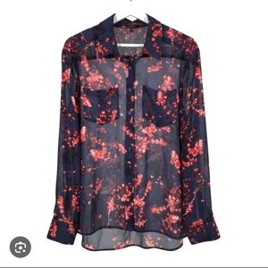 262-Guess Floral Navy‎ and Red Women's Top